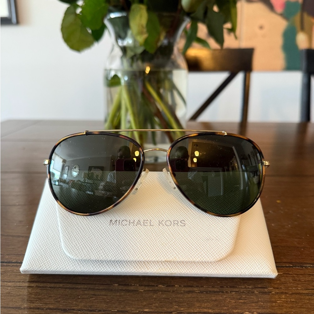 Michael Kors Aviator Sunglasses with Reflective Lenses